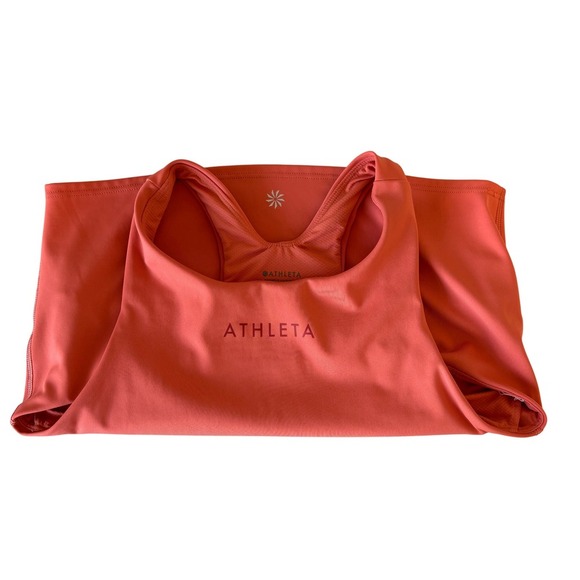 Athleta Size Medium Conscious Crop Racerback Orange Logo Sports Top Athleisure - Picture 5 of 7